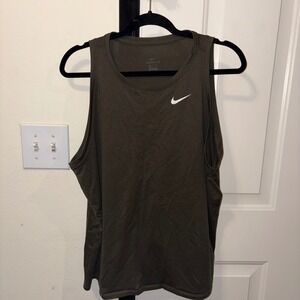 Nike Dri-FIT women's Training Tank Top Olive Green Swoosh Logo XL AR6069-325